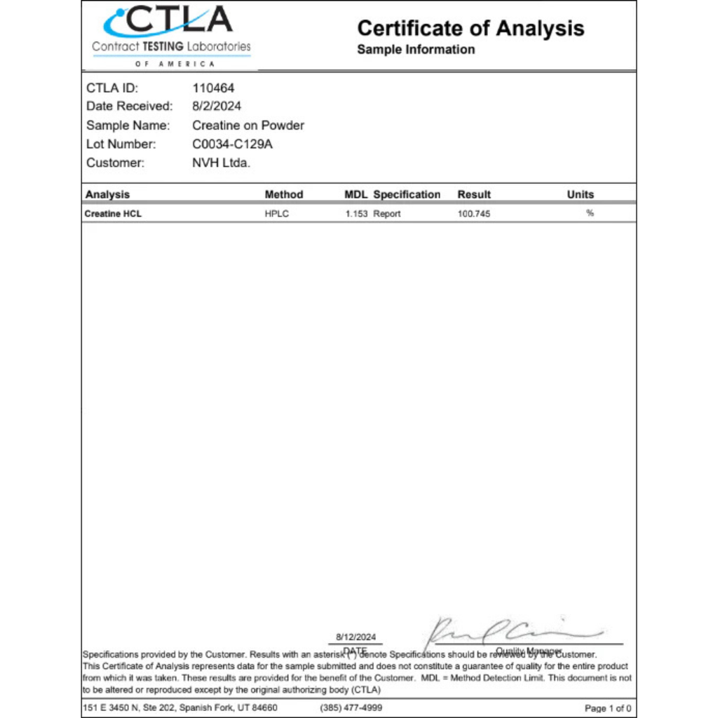 Creatine 100% Pure Monohydrate 60 svs