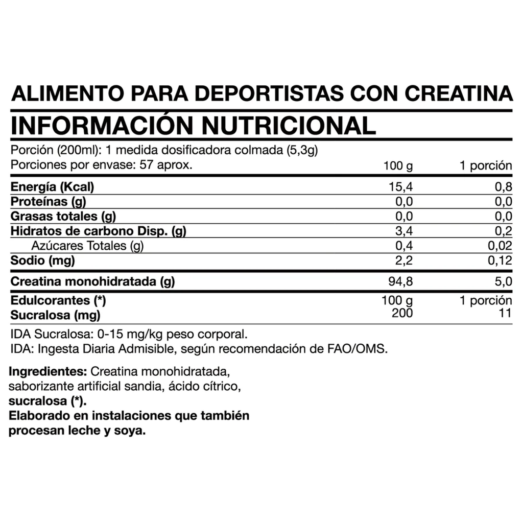 Creatina Monohidratada 300g Sabor Watermelon Ice Pops