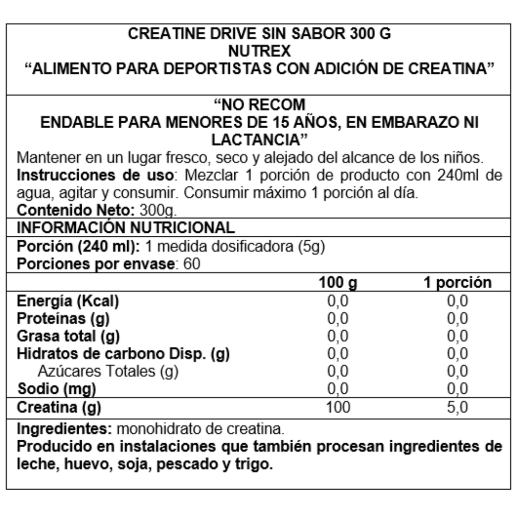Creatine Monohydrate de Nutrex 300g