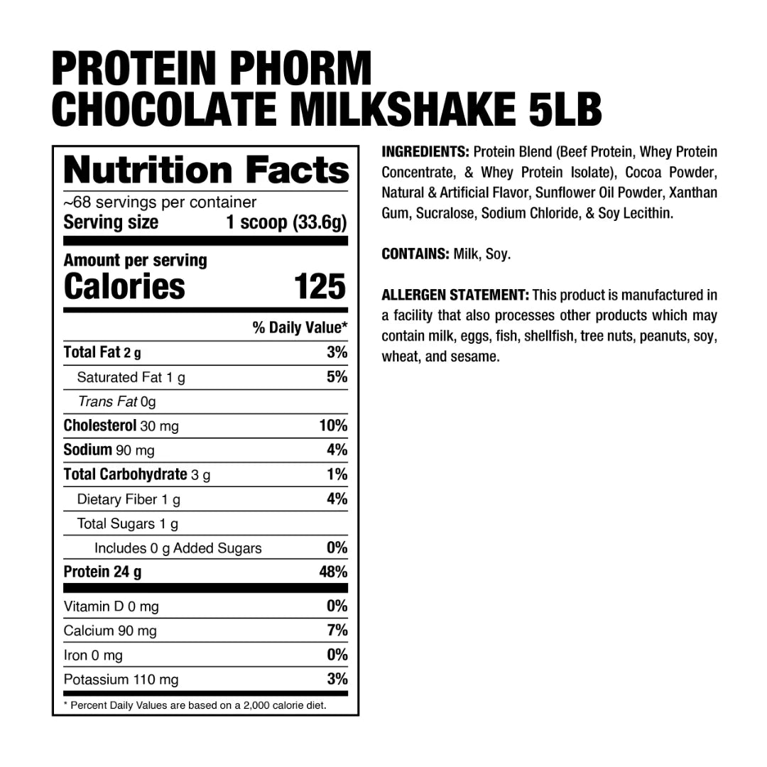 Protein PHORM Beef + Whey Hybrid Protein Chocolate Milkshake 5 lbs